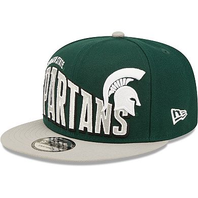 Men's New Era Green Michigan State Spartans Two-Tone Vintage Wave 9FIFTY Snapback Hat