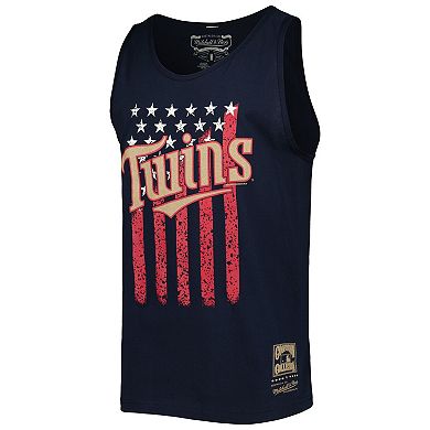 Men's Mitchell & Ness Navy Minnesota Twins Cooperstown Collection Stars and Stripes Tank Top
