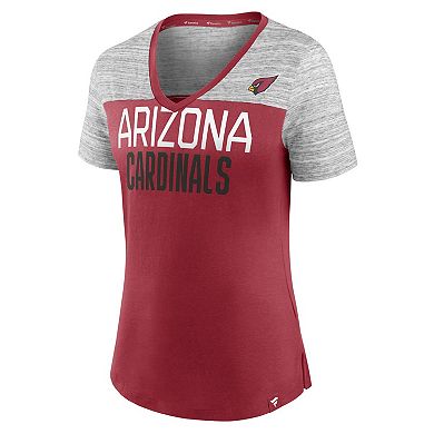 Women's Fanatics Branded Cardinal/Heathered Gray Arizona Cardinals Close Quarters V-Neck T-Shirt