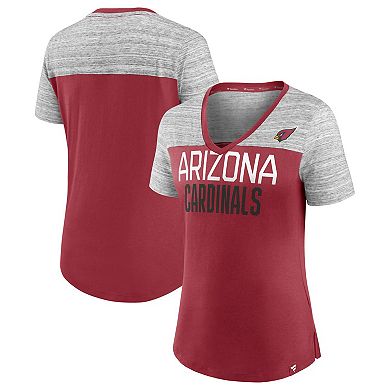 Women's Fanatics Branded Cardinal/Heathered Gray Arizona Cardinals Close Quarters V-Neck T-Shirt