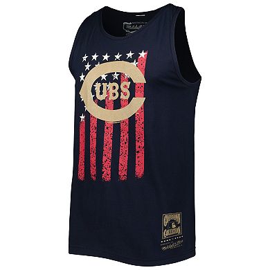 Men's Mitchell & Ness Navy Chicago Cubs Cooperstown Collection Stars and Stripes Tank Top