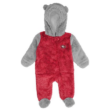 Newborn & Infant Scarlet/Gray San Francisco 49ers Game Nap Teddy Fleece Bunting Full-Zip Sleeper