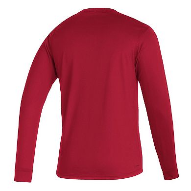 Men's adidas Scarlet Nebraska Huskers Sideline Creator Practice AEROREADY Long Sleeve T-Shirt