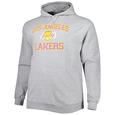 Men's Heathered Gray Los Angeles Lakers Big & Tall Heart & Soul Pullover Hoodie