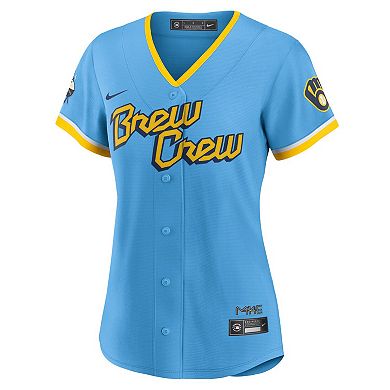 Women's Nike Christian Yelich Powder Blue Milwaukee Brewers 2022 City Connect Replica Player Jersey