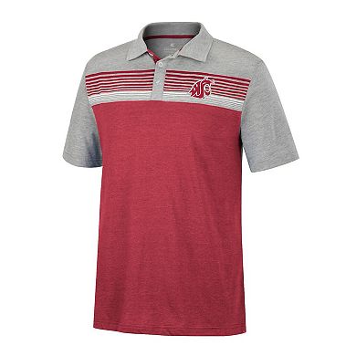 Men's Colosseum Crimson/Heathered Gray Washington State Cougars Caddie Polo