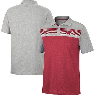 Men's Colosseum Crimson/Heathered Gray Washington State Cougars Caddie Polo