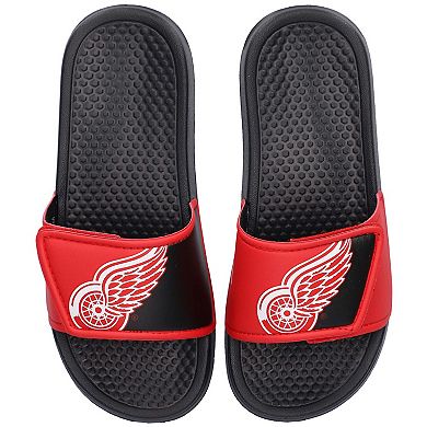 Youth FOCO Detroit Red Wings Colorblock Big Logo Legacy Slide Sandals