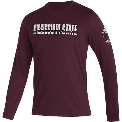 Men's adidas Maroon Mississippi State Bulldogs Sideline Locker Strikethrough Creator AEROREADY Long Sleeve T-Shirt