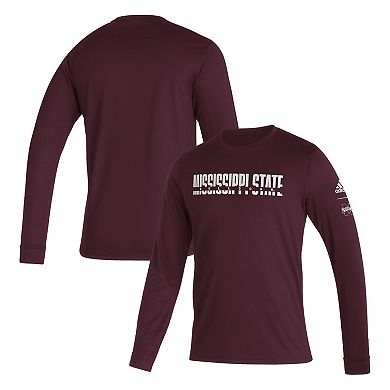 Men's adidas Maroon Mississippi State Bulldogs Sideline Locker Strikethrough Creator AEROREADY Long Sleeve T-Shirt