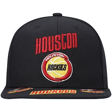 Men's Mitchell & Ness Black Houston Rockets Hardwood Classics Front Loaded Snapback Hat