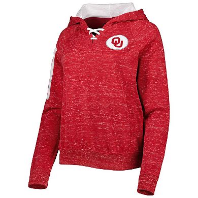 Women's Colosseum Crimson Oklahoma Sooners The Devil Speckle Lace-Placket Raglan Pullover Hoodie