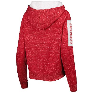 Women's Colosseum Crimson Oklahoma Sooners The Devil Speckle Lace-Placket Raglan Pullover Hoodie