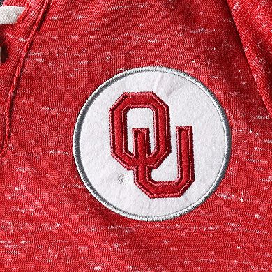 Women's Colosseum Crimson Oklahoma Sooners The Devil Speckle Lace-Placket Raglan Pullover Hoodie