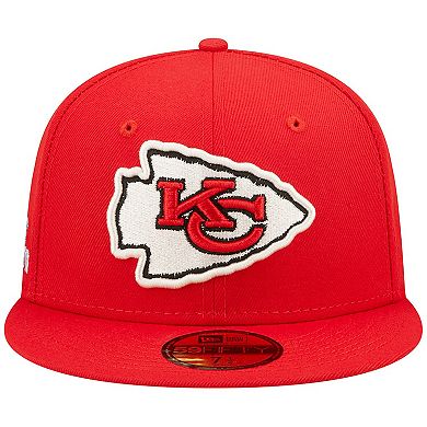 Men's New Era Red Kansas City Chiefs Super Bowl IV Pop Sweat 59FIFTY Fitted Hat