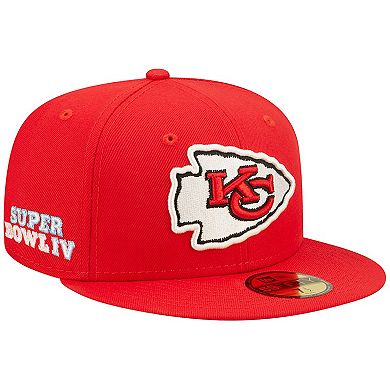 Men's New Era Red Kansas City Chiefs Super Bowl IV Pop Sweat 59FIFTY Fitted Hat