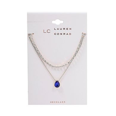 LC Lauren Conrad Two Row Teardrop Gem Pendant Nickel Free Necklace