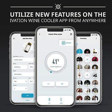 Ivation 34-Bottle Wine Cooler with WiFi, Freestanding Wine Fridge w/Smart App Control