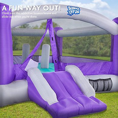 Sunny & Fun Giant Inflatable Bounce House With Built-in Posts, Air Pump & Carrying Case - Red/blue