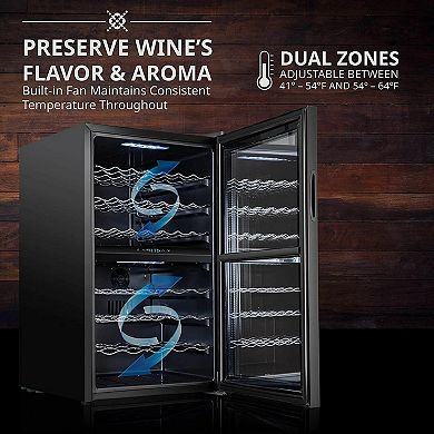 Ivation 43-Bottle Dual Zone Wine Cooler, Freestanding Wine Fridge with Lock