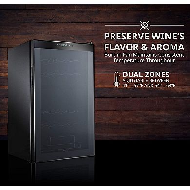 Ivation Wine Fridge, Dual Zone Freestanding Wine Cooler, 33 Bottles