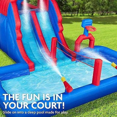 Sunny & Fun Inflatable Water Slide, Blow up Pool & Bounce House for Backyard