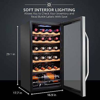 Ivation Wine Fridge, Freestanding Wine Refrigerator, 24 Bottle Wine Cooler