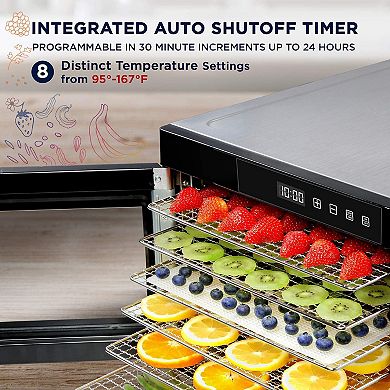 Ivation, 6 Stainless Steel Tray Food Dehydrator For Snacks, Fruit & Beef Jerky