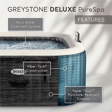 Intex 28449EP PureSpa Plus Greystone Inflatable Square Hot Tub Spa, 83 x 28"