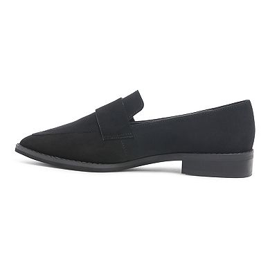 Rag & Co Zofia Women's Black Suede Penny Loafers