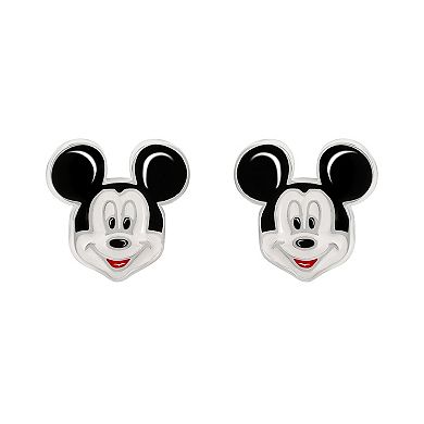 Disney's Mickey Mouse Sterling Silver Enameled Mickey Head Stud Earrings