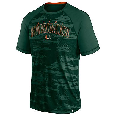 Men's Fanatics Branded Green Miami Hurricanes Arch Outline Raglan T-Shirt
