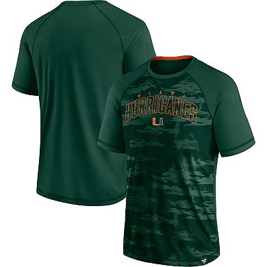 Men's Fanatics Branded Green Miami Hurricanes Arch Outline Raglan T-Shirt
