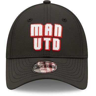 Youth New Era Black Manchester United Wordmark 9FORTY Adjustable Hat