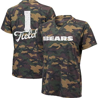 Women's Justin Fields Camo Chicago Bears Name & Number V-Neck T-Shirt