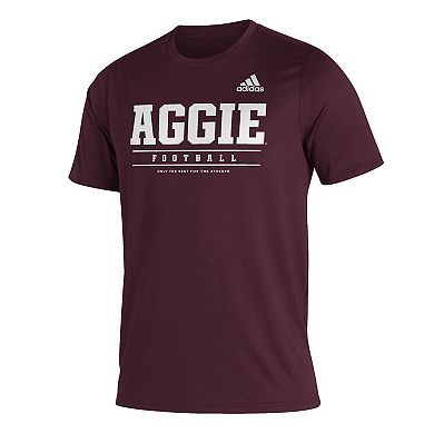 Men's adidas Maroon Texas A&M Aggies Sideline Football Locker Practice Creator AEROREADY T-Shirt