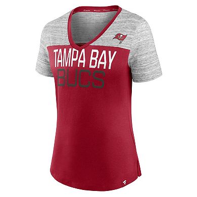 Women's Fanatics Branded Red/Heathered Gray Tampa Bay Buccaneers Close Quarters V-Neck T-Shirt