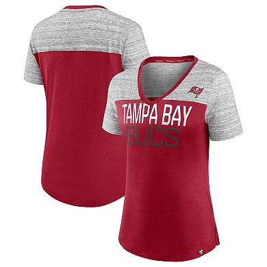 Women's Fanatics Branded Red/Heathered Gray Tampa Bay Buccaneers Close Quarters V-Neck T-Shirt