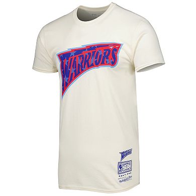 Men's Mitchell & Ness Cream Golden State Warriors Hardwood Classics Americana Freedom T-Shirt