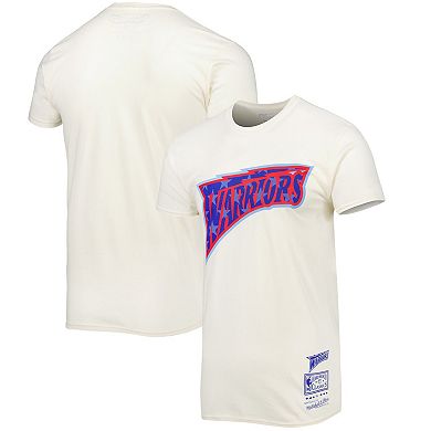 Men's Mitchell & Ness Cream Golden State Warriors Hardwood Classics Americana Freedom T-Shirt