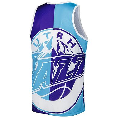 Men's Mitchell & Ness Karl Malone Purple/Turquoise Utah Jazz Sublimated Player Tank Top
