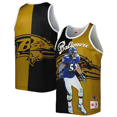 Men's Mitchell & Ness Ray Lewis Black/Gold Baltimore Ravens Retired Player Graphic Tank Top