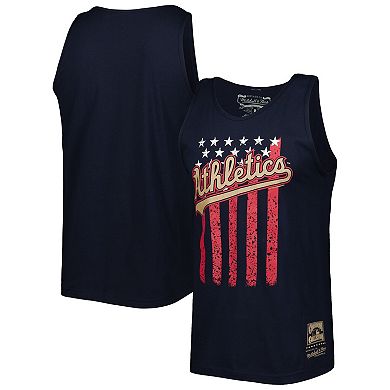 Men's Mitchell & Ness Navy Oakland Athletics Cooperstown Collection Stars and Stripes Tank Top