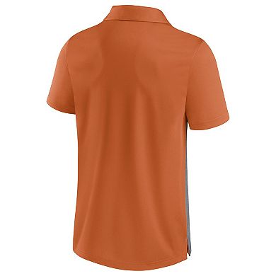 Men's Fanatics Branded Texas Orange/Heathered Gray Texas Longhorns Split Block Color Block Polo