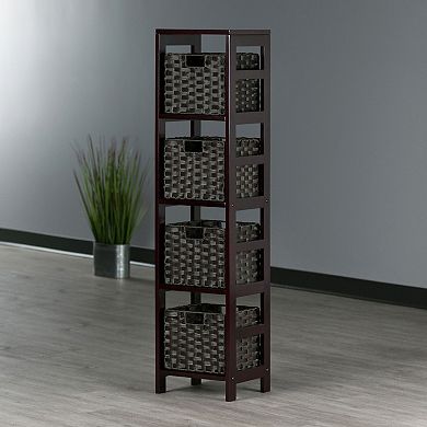 Winsome Wood Leo 5-piece Shelf & 4 Foldable Baskets Set