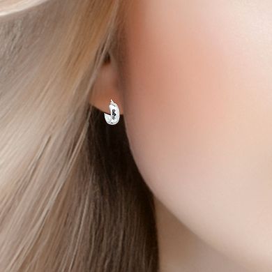 Aleure Precioso Sterling Silver 6 mm x 15 mm Faceted Hoop Earrings
