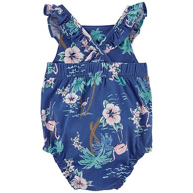 Baby & Toddler Girl Carter's Flutter-Sleeve Blue Floral Sunsuit