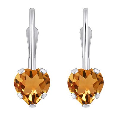 Celebration Gems 10k Gold Heart Shape Citrine Leverback Earrings