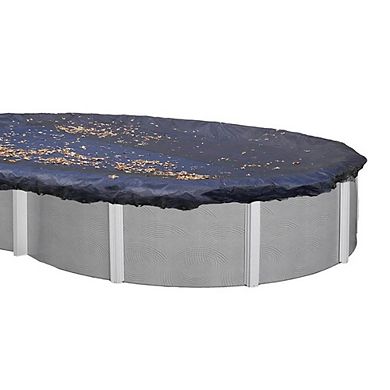 Swimline 18 x 33 Foot Oval Above Ground Heavy Winter Swimming Pool Cover, Blue