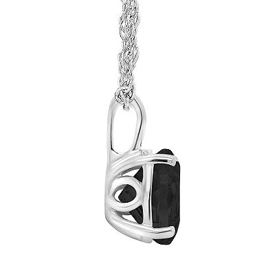 Alyson Layne Sterling Silver Round Onyx Pendant Necklace